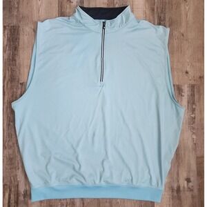 FootJoy Golf Vest Men 2XL Light Blue Quarter Zip Performance Sleeveless Pullover